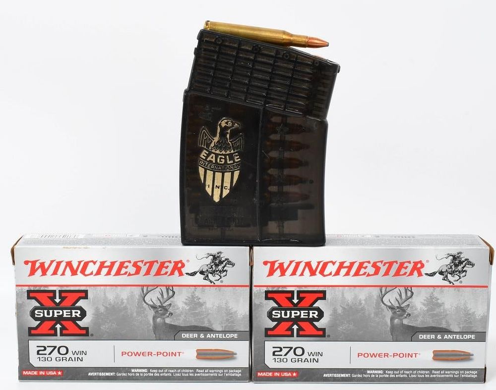 Lot 481: 50 Rounds Of .270 Win Ammo & 1 Magazine