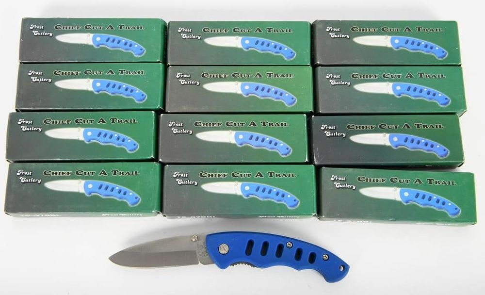 Lot 500: Lot of 12 New Frost Cutlery Chief Cut a Trail
