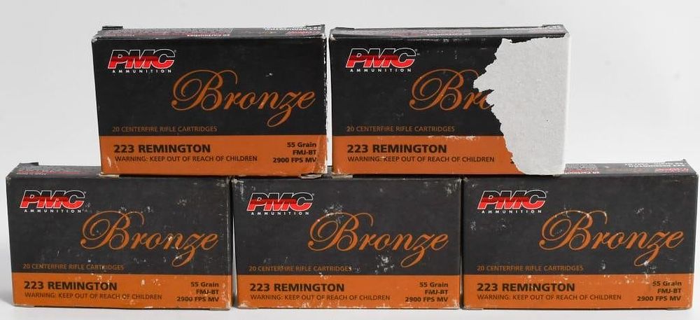 Lot 523: 100 Rounds of PMC Bronze .223 Rem Ammunition