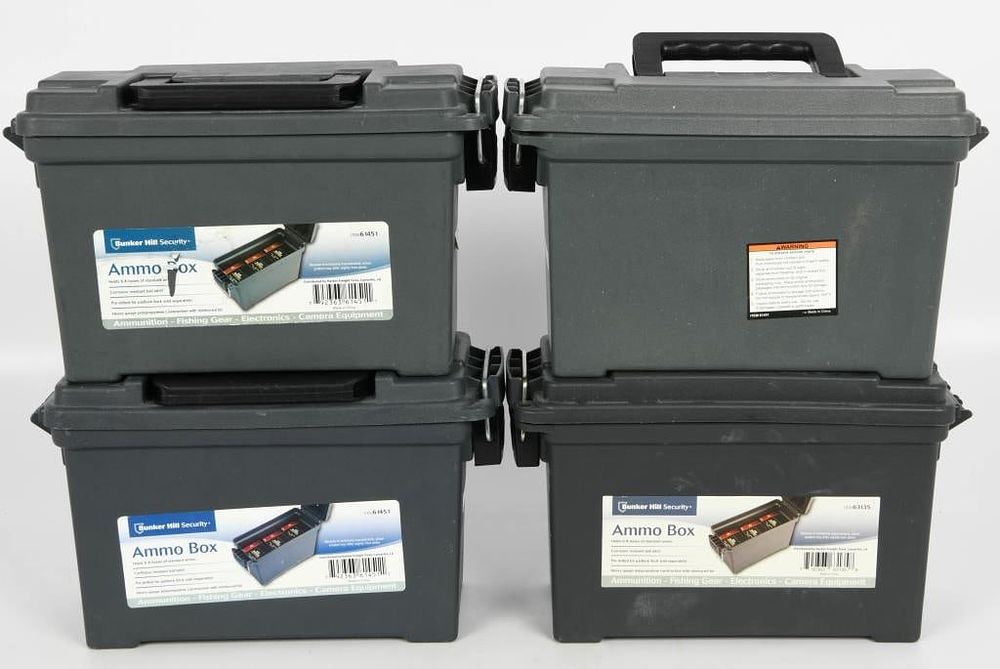 Lot 551: Lot of Four Plastic Ammo Cans by Bunker Hill