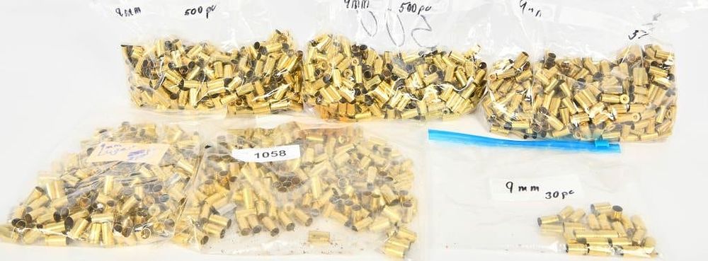 Lot 1058: 2000 Count of Cleaned and Deprimed 9MM Brass