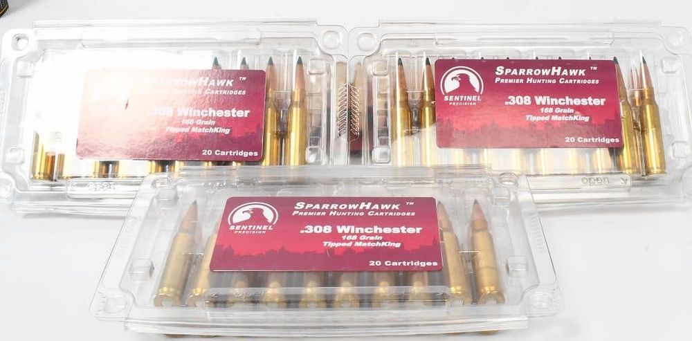 Lot 1072: 60 Rounds Of Sparrow Hawk .308 Win Ammunition