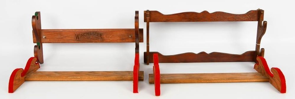 Lot 1073: Lot of 4 Wood Double Rifle Racks