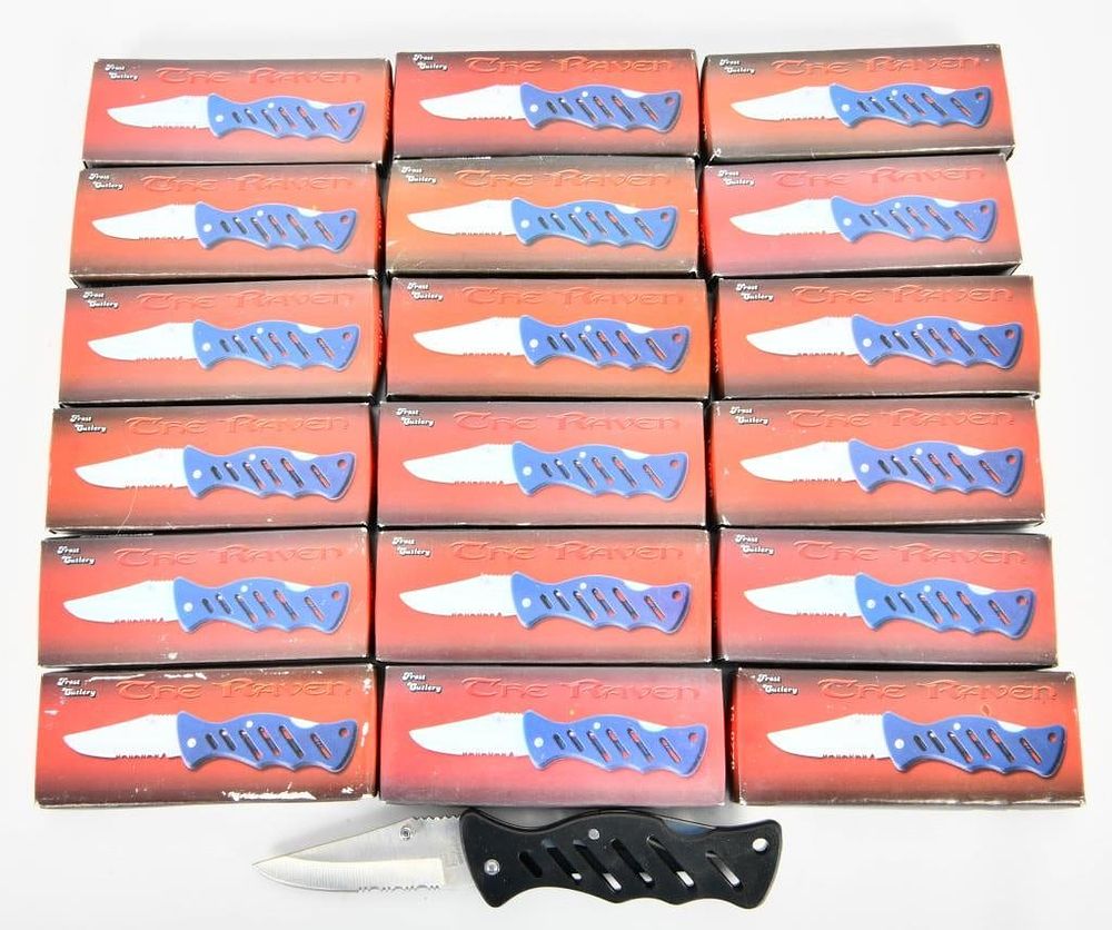 Lot 1079: Lot of 18 New Frost Cutlery The Raven Knives