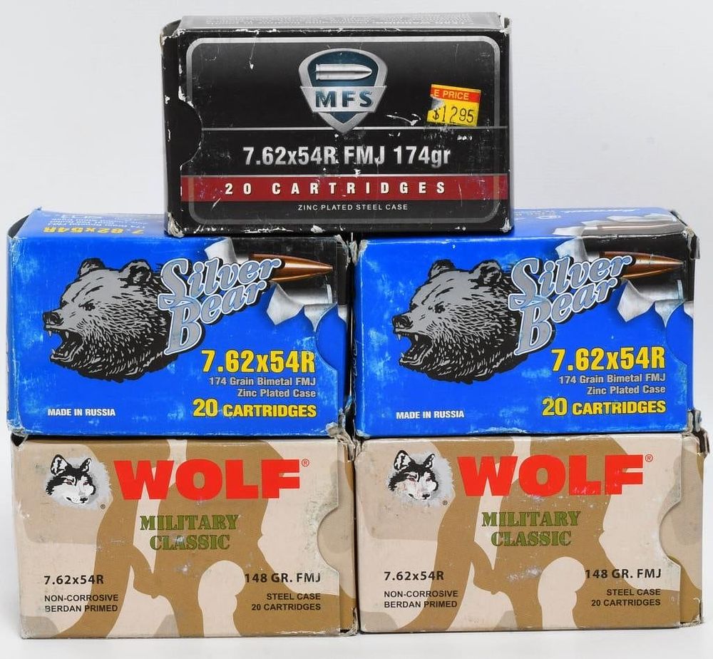 Lot 1084: 100 Rounds Of 7.62x54R Ammunition