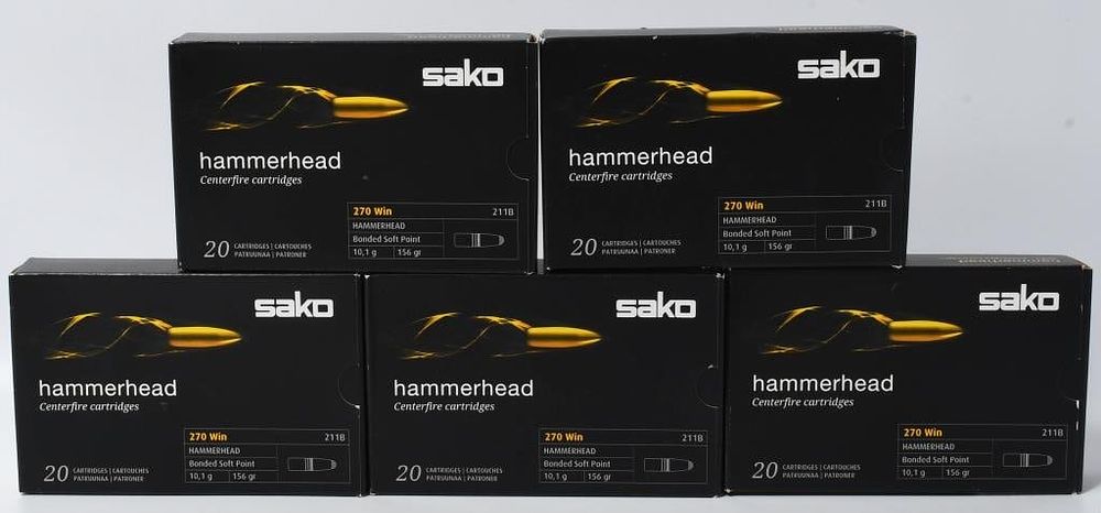 Lot 1132: 100 Rounds of Sako Hammerhead .270 Win Ammo