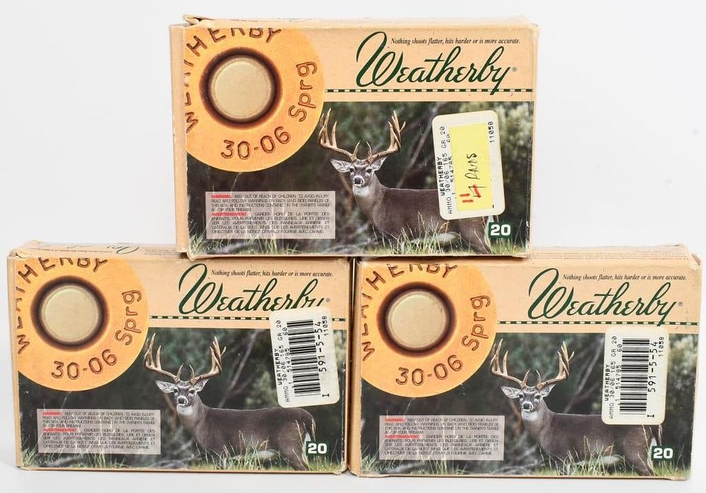 Lot 1141: 55 Rounds Of Weatherby .30-06 SPRG Ammunition