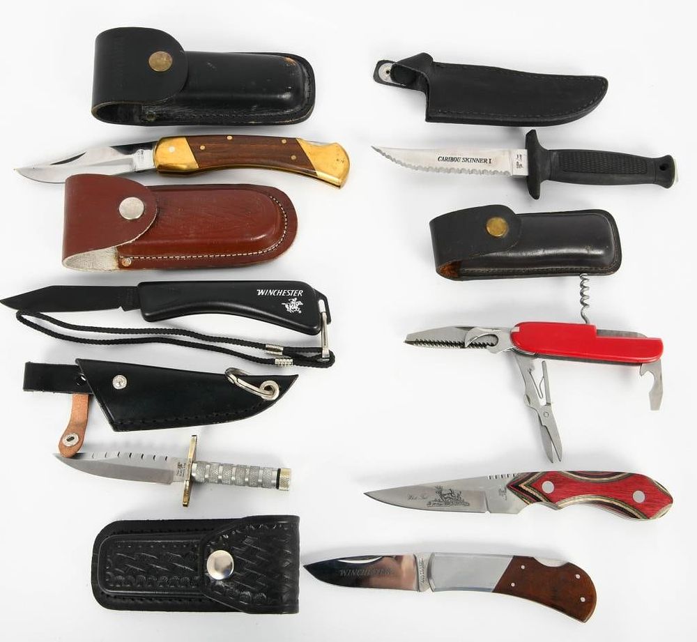 Lot 1145: 7 Various Knife Lots Inox, Frost, Winchester & mor