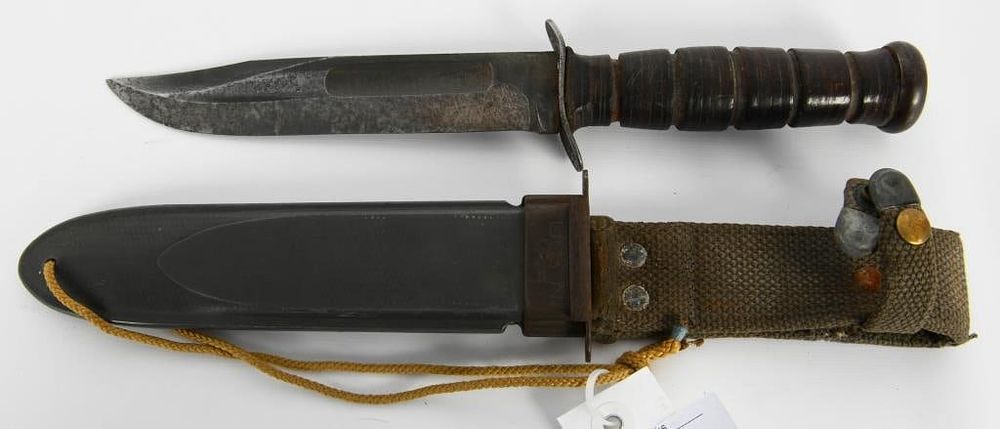 Lot 1148: Authentic KA-BAR MK2 Fighting Knife & Scabbard
