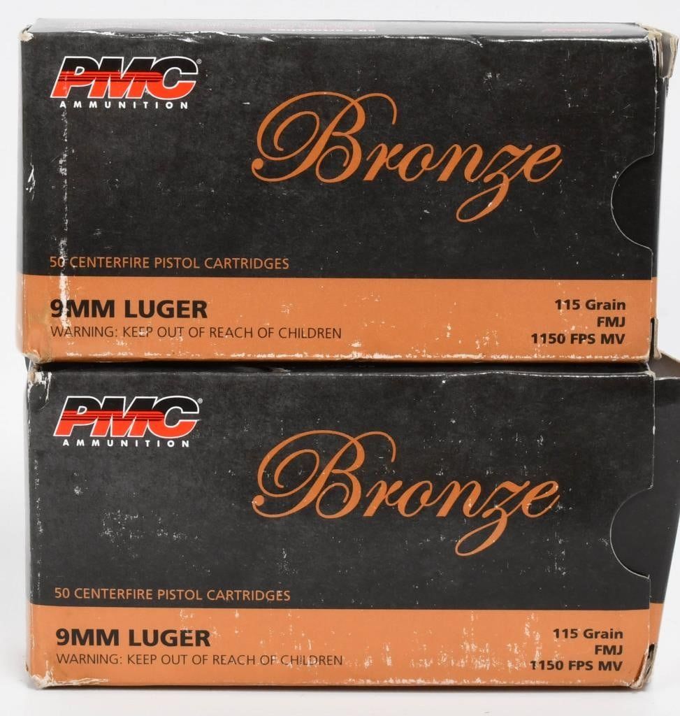 Lot 1181: 100 Rounds Of PMC Bronze 9mm Luger Ammo
