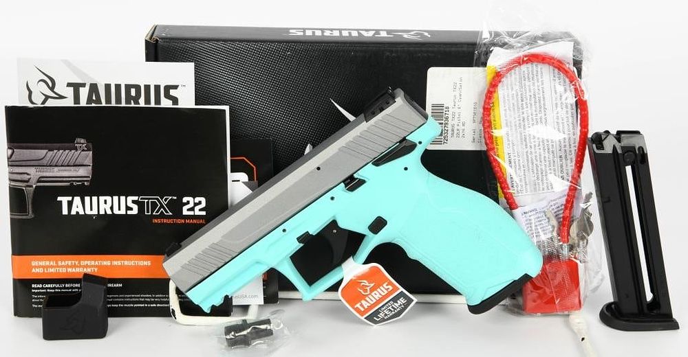 Lot 1182: New Taurus TX22 .22 LR Cyan/Satin Nickel