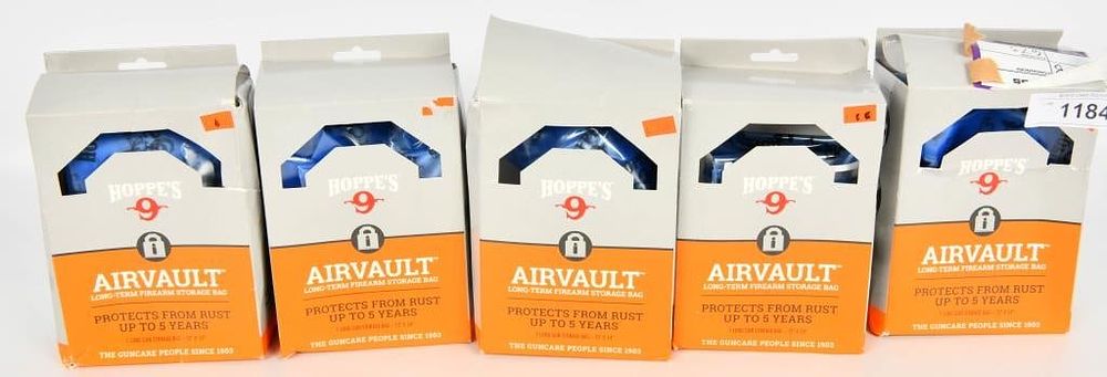 Lot 1184: 5 Hoppes Airvault Long Term Firearm Storage Bags