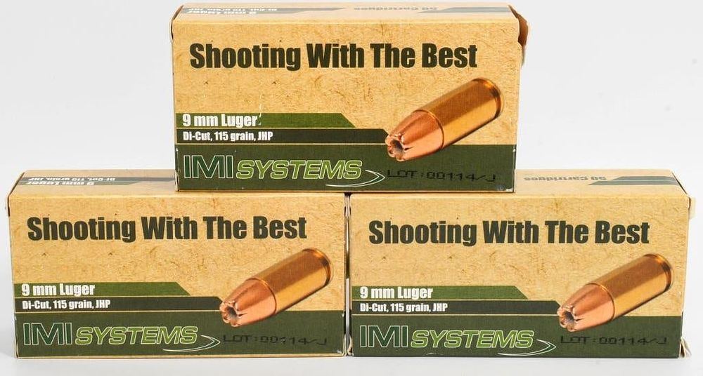 Lot 1258: 150 Rounds Of IMI Systems 9mm Luger Ammunition