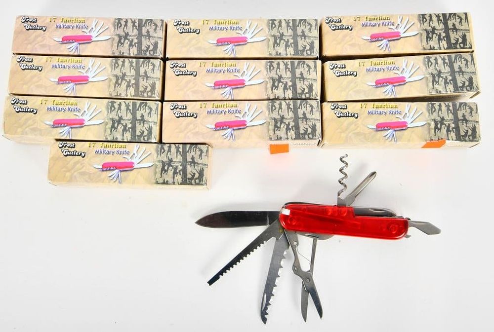 Lot 1259: Lot of 10 New Frost Cutlery Military Style Knives