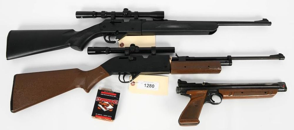 Lot 1280: 3 Vintage BB Guns With Copperhead Premium BBs