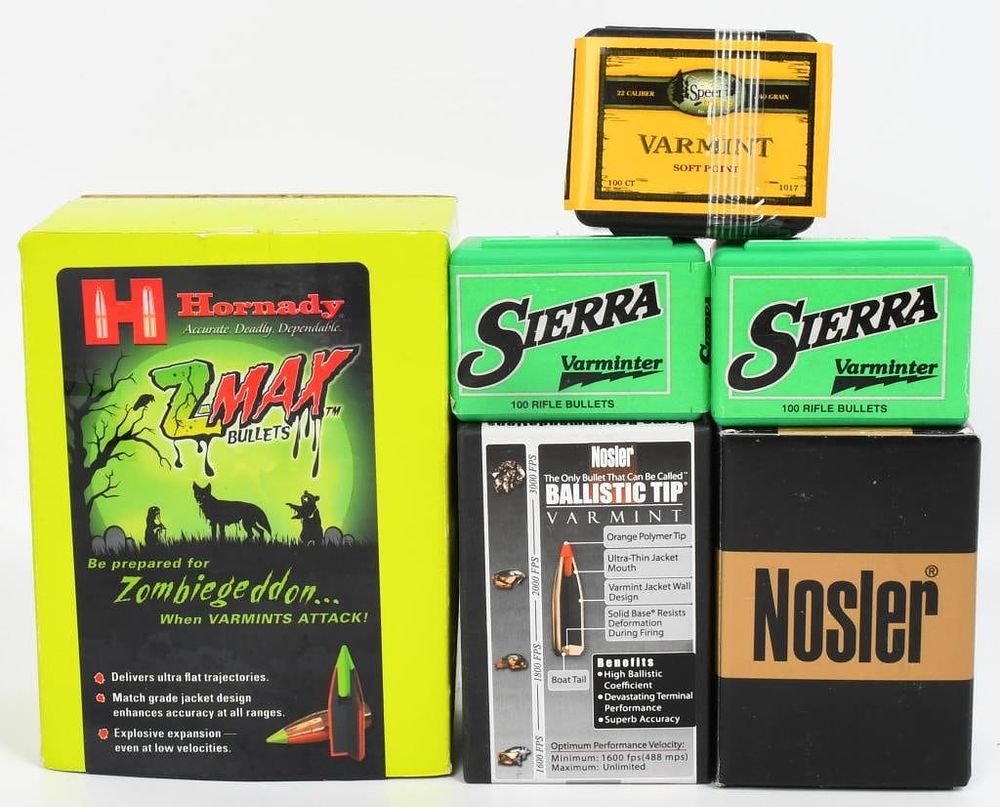 Lot 1322: (6) various Bullets Sierra, Nosler, Hornady,Varmin