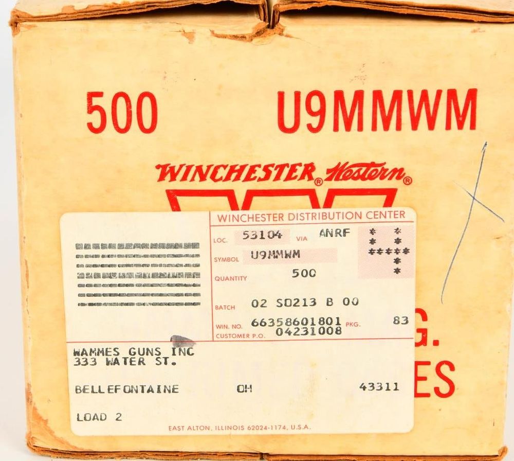 Lot 1325: Case of 500 Ct Winchester 9MM Win Mag Cases