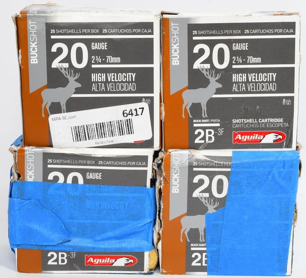 Lot 1501: 100 Rounds Of Aguila .20 Ga HV Shotshells