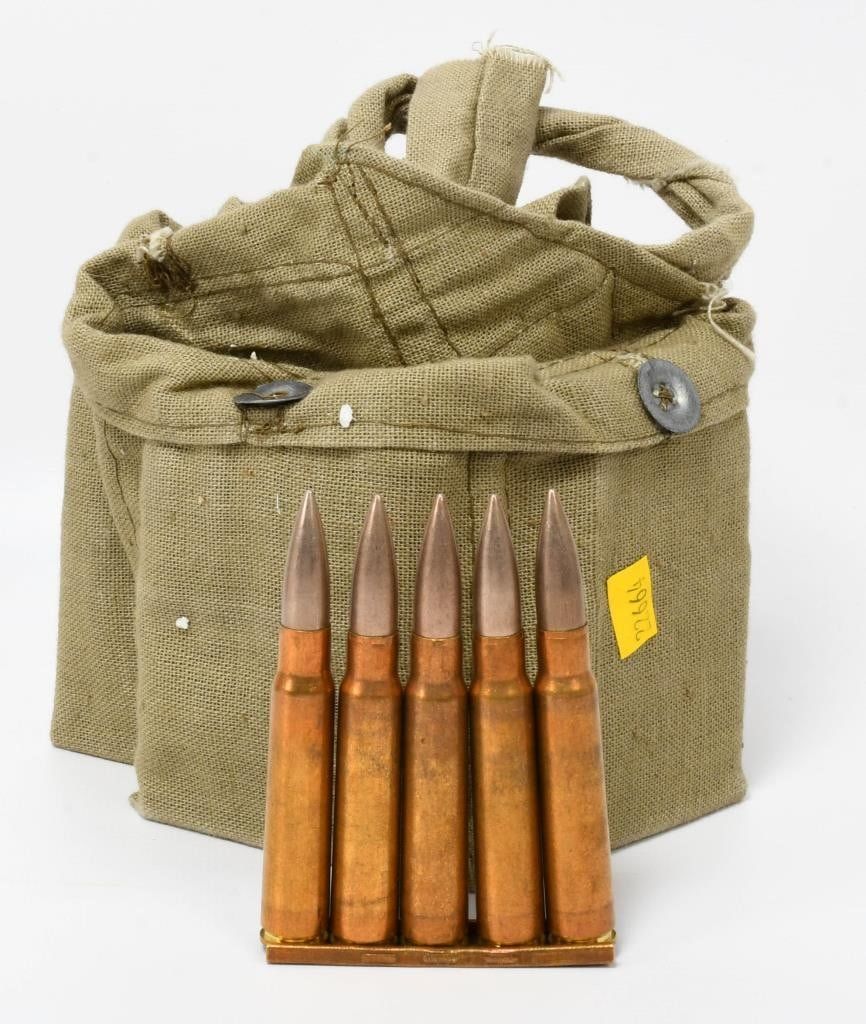 Lot 1504: 60 Rounds Of 8mm Ammunition W/ Bandolier