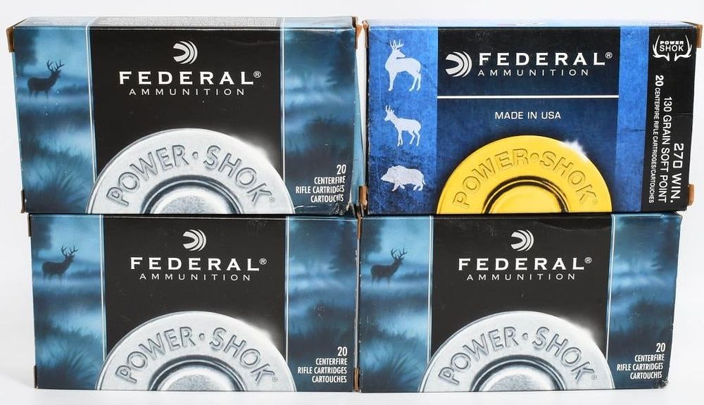Lot 1519: 60 Rds Federal .270 Win & 20 Empty Brass Casings