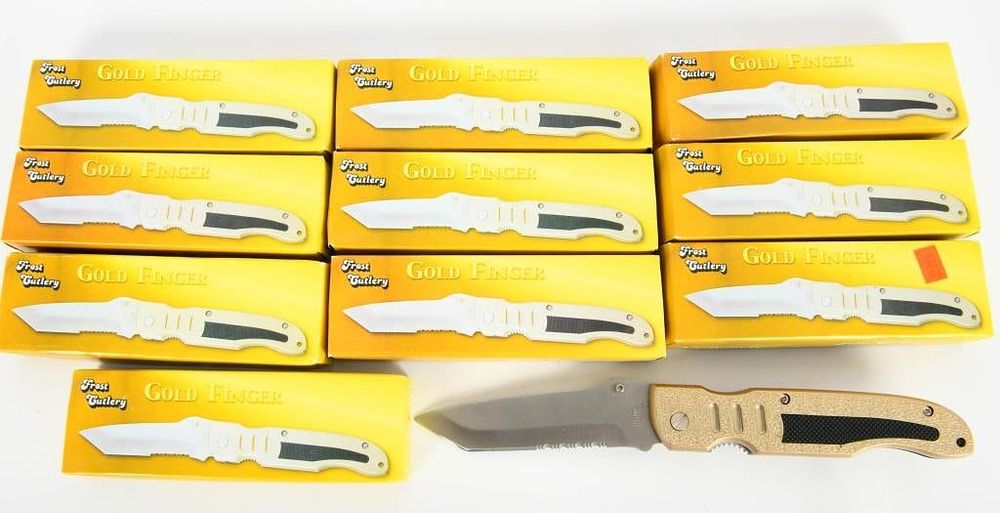 Lot 1529: Lot of 10 New Frost Cutlery Gold Finger Knives