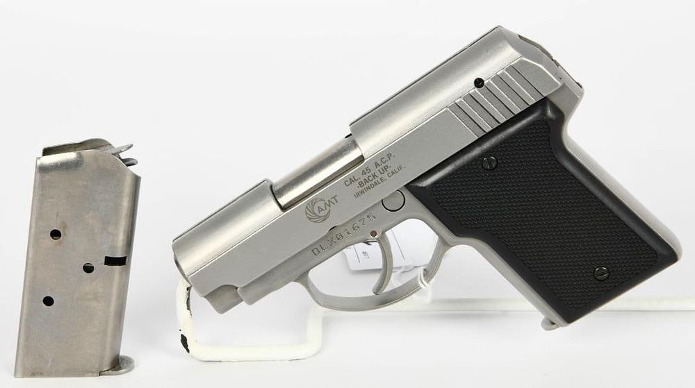 Lot 1530: AMT Back Up Semi Auto Pistol Stainless .45 ACP