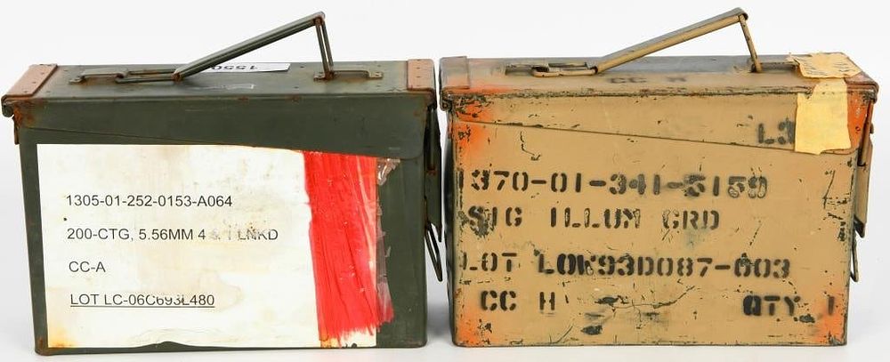 Lot 1550: Lot of Two Military Metal Ammo Cans