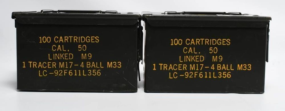 Lot 56: (2) U.S. Military Linked M9 Munition metal Contain