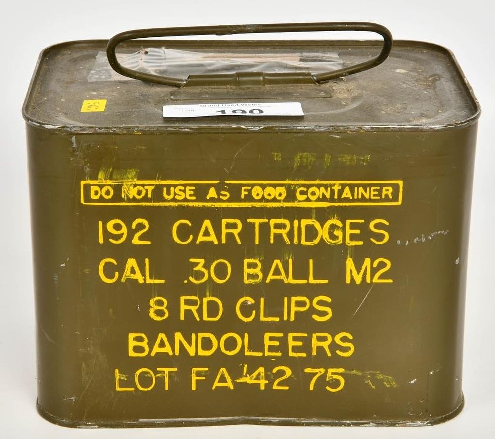 Lot 190: 192 Rd Sealed Spam Can Of .30-06 M2 Ammunition
