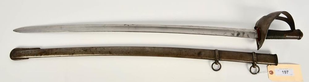Lot 197: Rare Civil War S&K Heavy Cavalry Saber W/ Scabbard