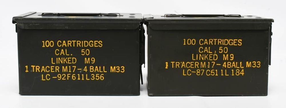 Lot 206: (2) U.S. Military Linked M9 Munition metal Contain