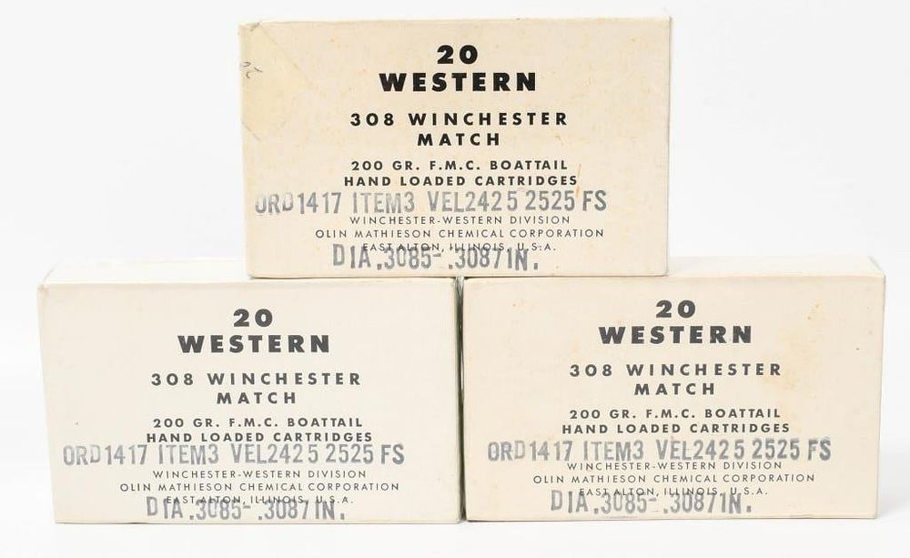 Lot 250: 60 Rounds of Western .308 Win Match Ammunition