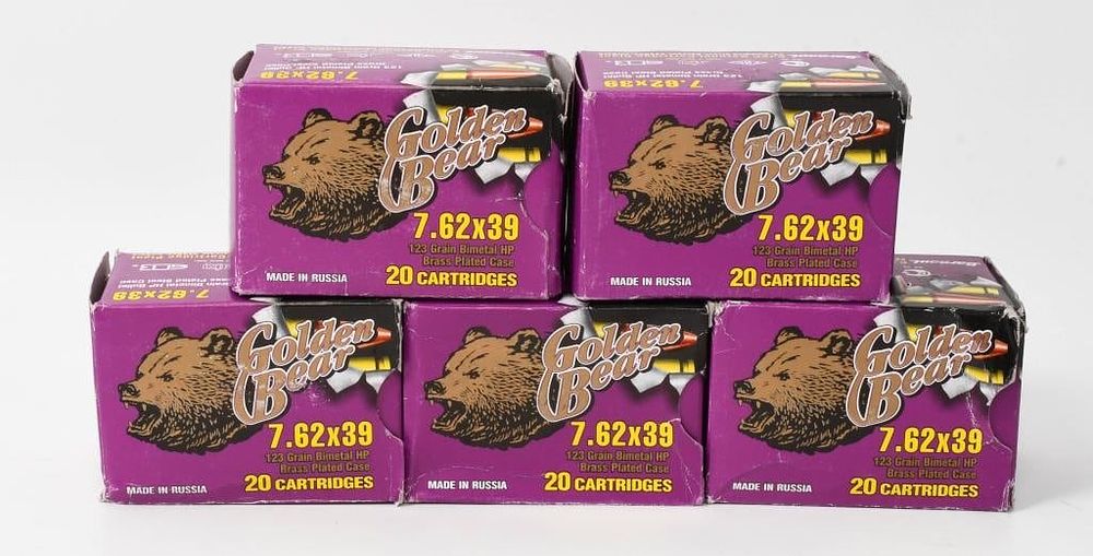 Lot 256: 100 Rounds Of Golden Bear 7.62x39 Ammunition