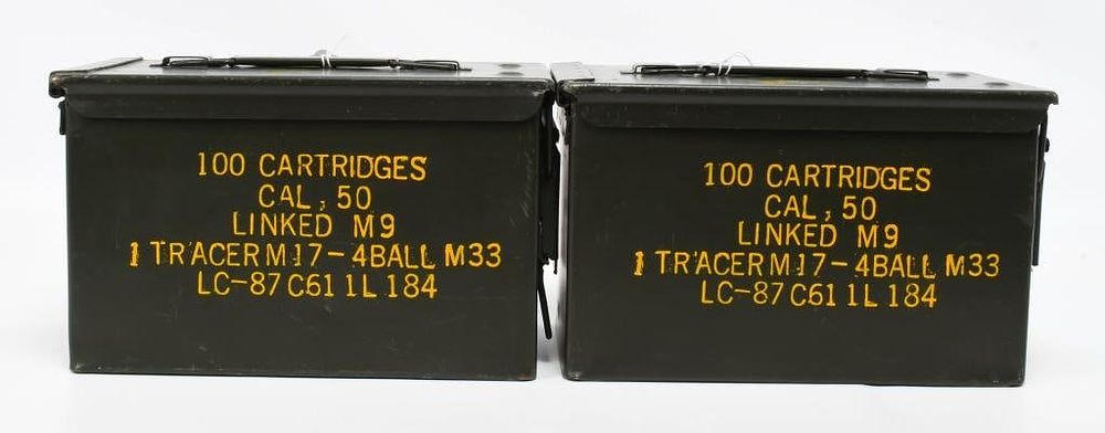 Lot 296: (2) U.S. Military Linked M9 Munition metal Contain