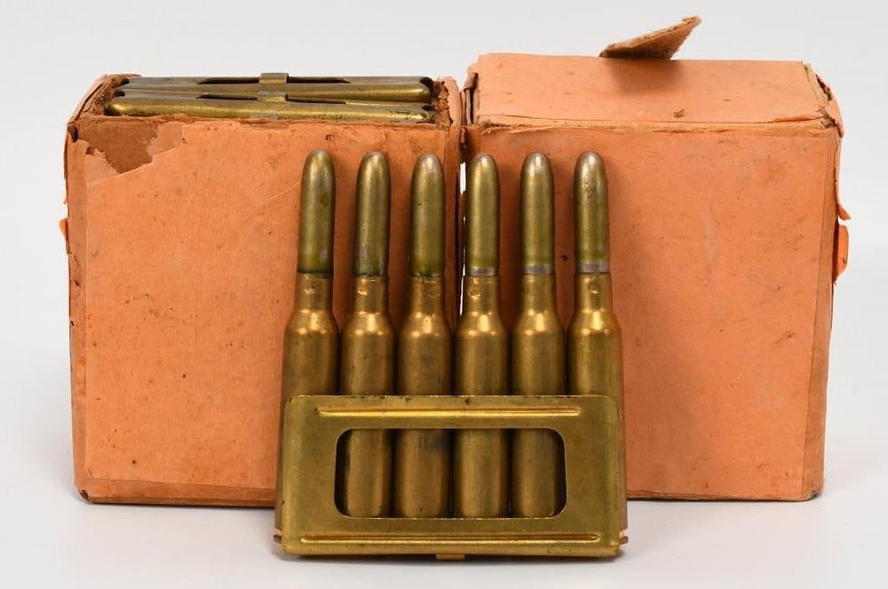 Lot 349: 34 Rounds Of 8x57 Mauser Ammo W/ Stripper Clips