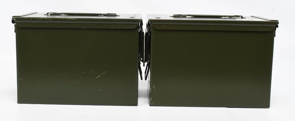 Lot 386: 2 Large Military Metal Ammunition Cans