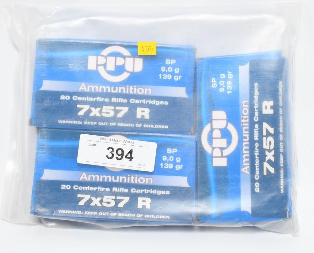 Lot 394: 60 Rounds of PPU 7x57R Ammunition
