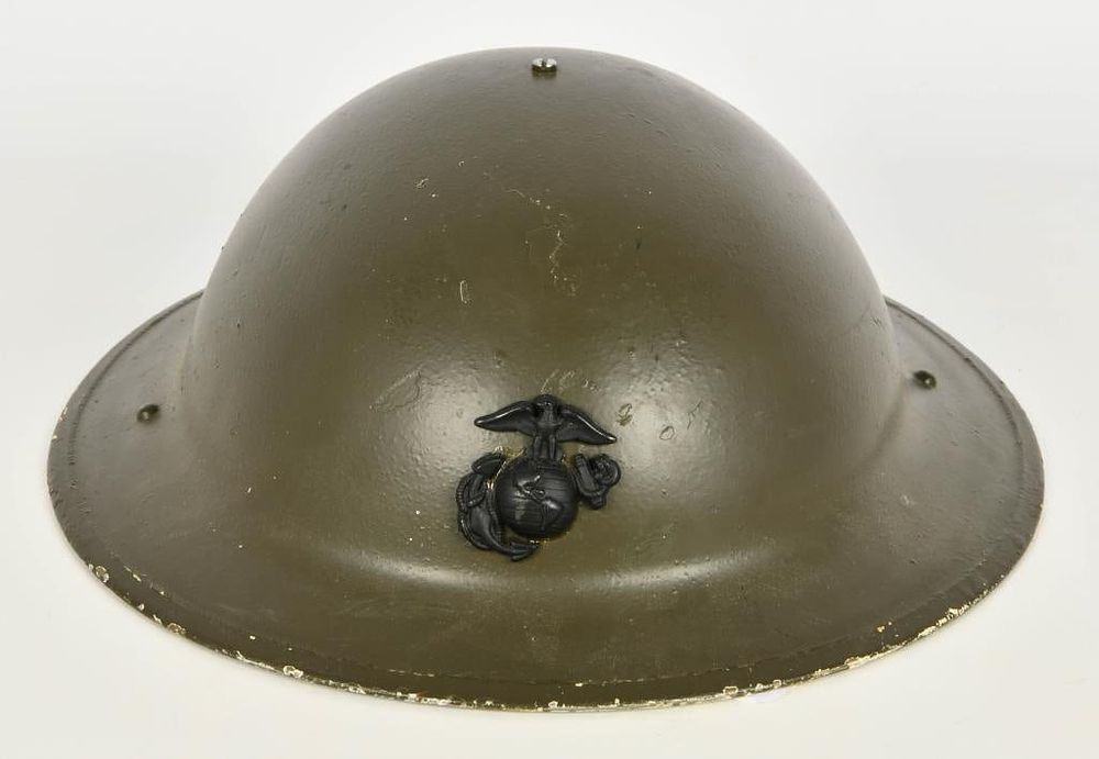 Lot 398: USMC Helmet WWI M1917 Steel Helmet Repro
