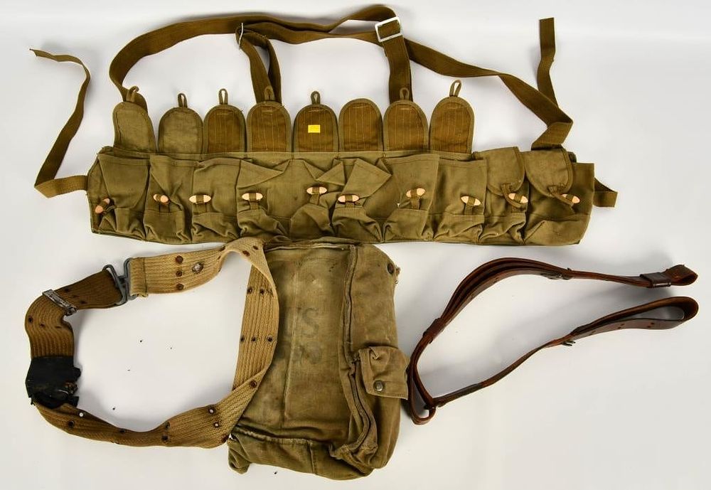 Lot 515: Japanese Bandoleer , US Canvas Bag & Leather Belt