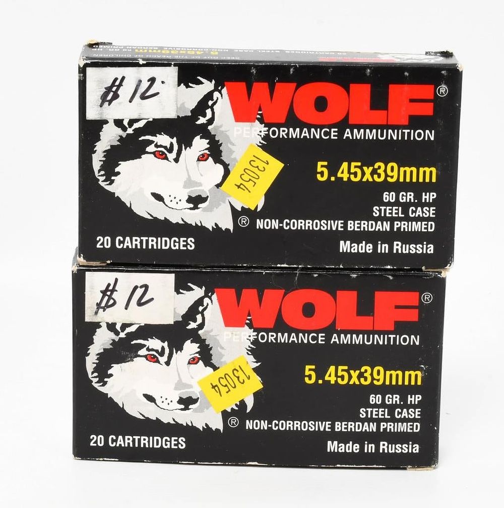 Lot 580: 40 Rounds Of Wolf 5.45x39mm Ammunition