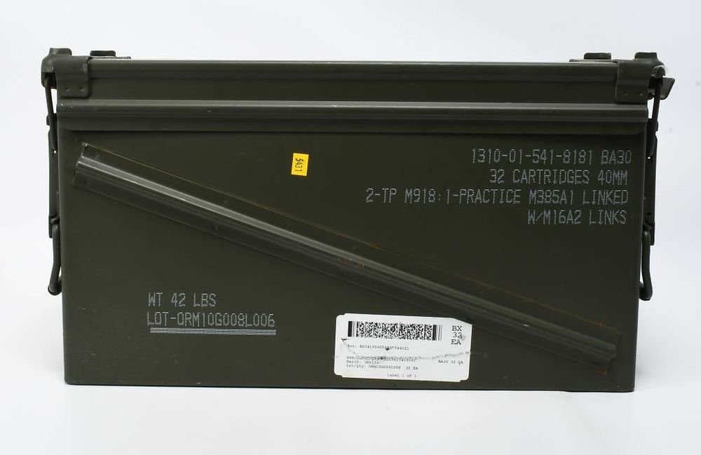 Lot 1055: US Army 40mm Munitions Container OD Green