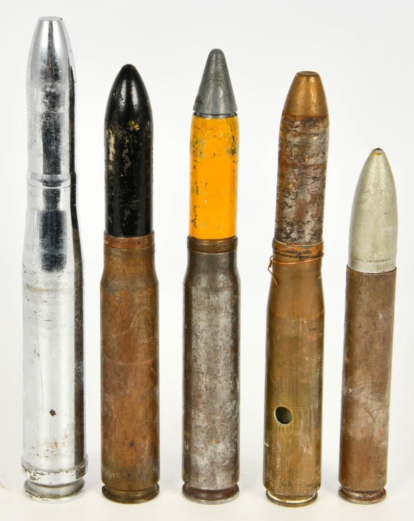 Lot 1057: Lot of 5 Artillery Shells Demilled and Training