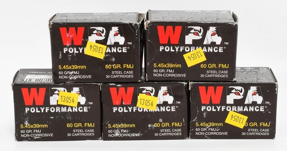 Lot 1078: 150 Rounds WPA Polyformance 5.45x39mm Ammo