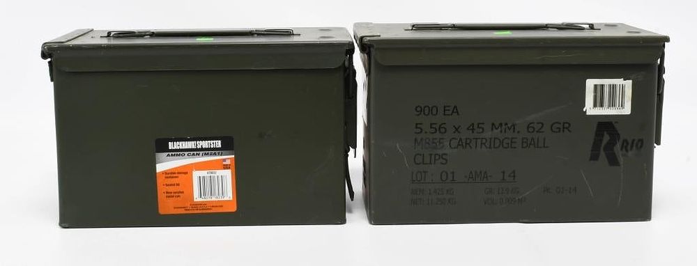 Lot 1085: 2 Heavy Duty Metal Ammunition Cans