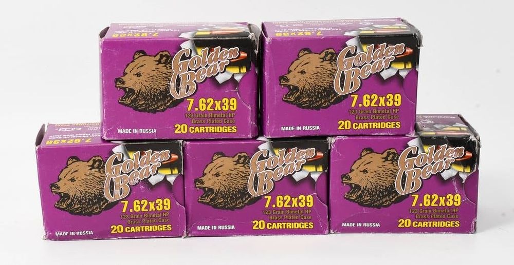 Lot 1126: 100 Rounds Of Golden Bear 7.62x39 Ammunition