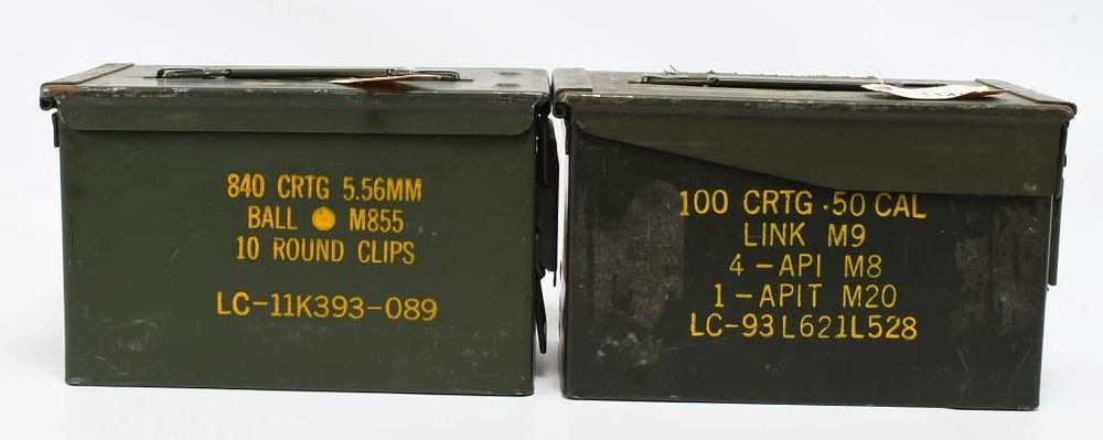 Lot 1145: 2 Heavy Duty Metal Ammunition Cans