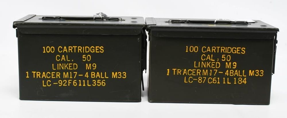 Lot 1193: (2) U.S. Military Linked M9 Munition metal Contain