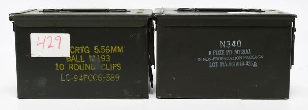 Lot 1205: 2 Heavy Duty Metal Ammunition Cans