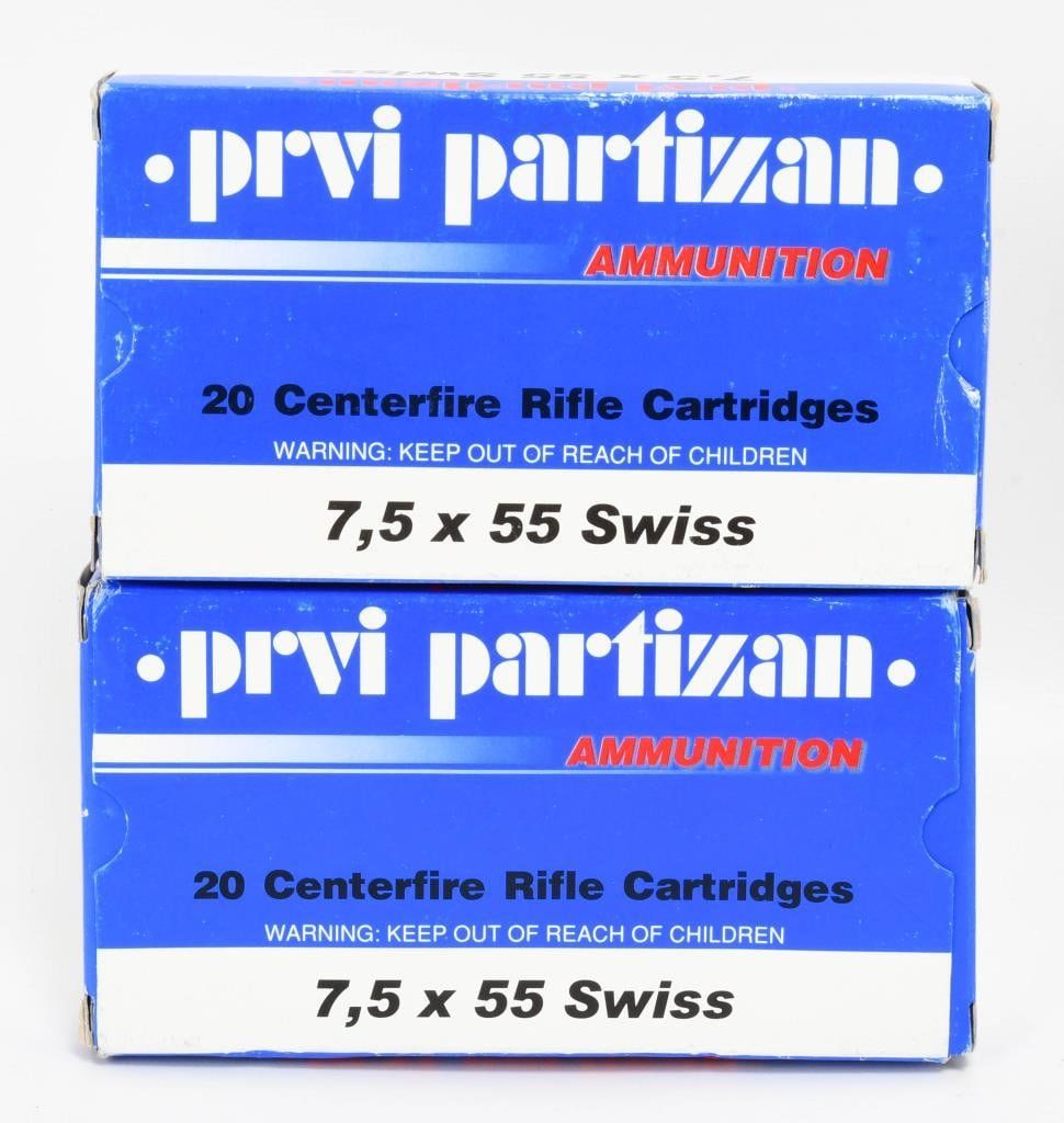 Lot 1252: 40 Rounds Prvi Partizan 7.5x55 Swiss Ammunition