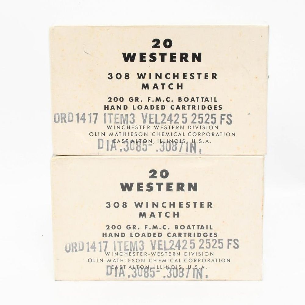 Lot 1288: 40 Rounds Western .308 Win Match Ammunition